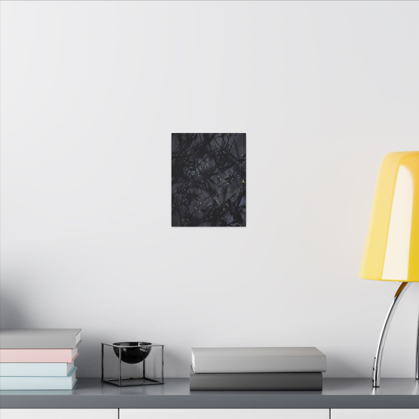 Shadow Play Spring Canvas Art | Dark Japandi Atmospheric Design