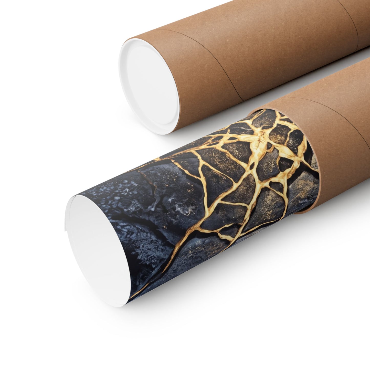 Artful Cracked Earth Wall Art Print - Gold Vein Kintsugi