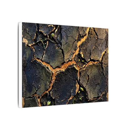 Cracked Earth Spring Canvas Art | Dark Japandi Atmospheric Design