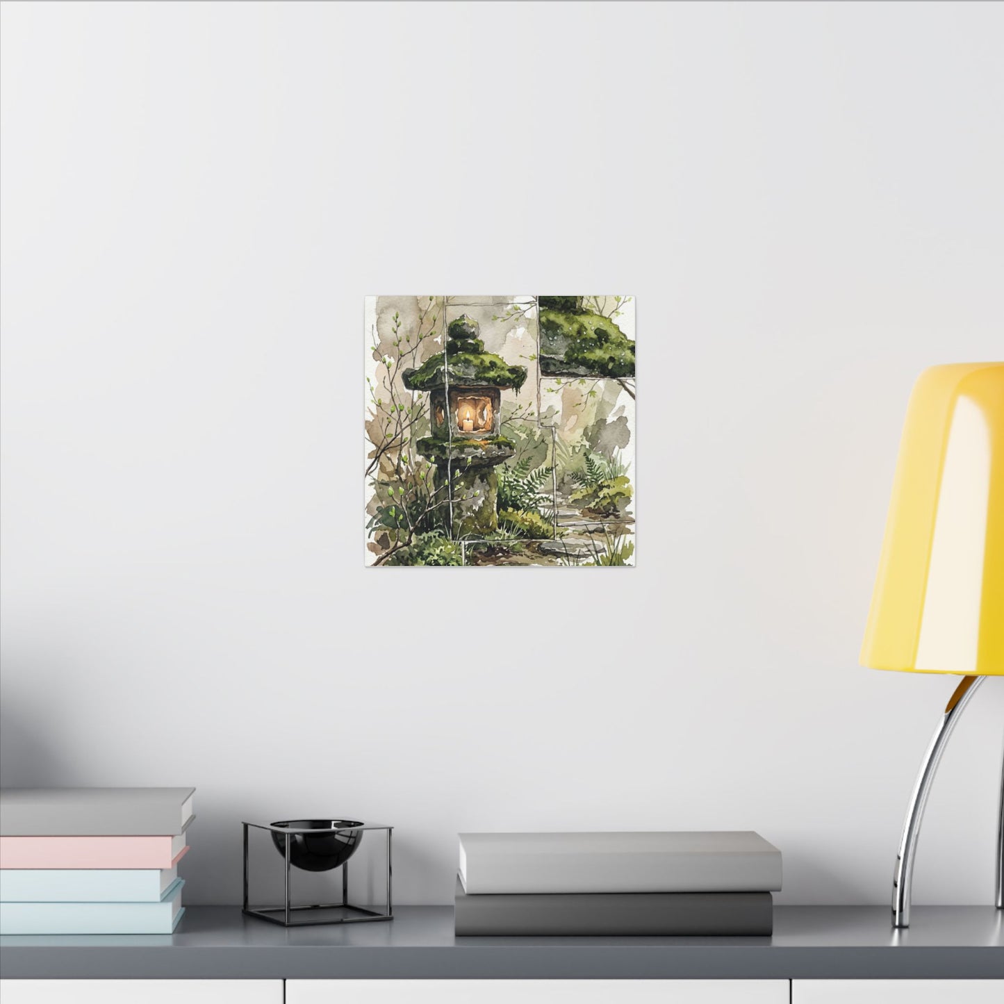 Stone Lantern Watercolor Canvas Art | Elegant Japandi Art