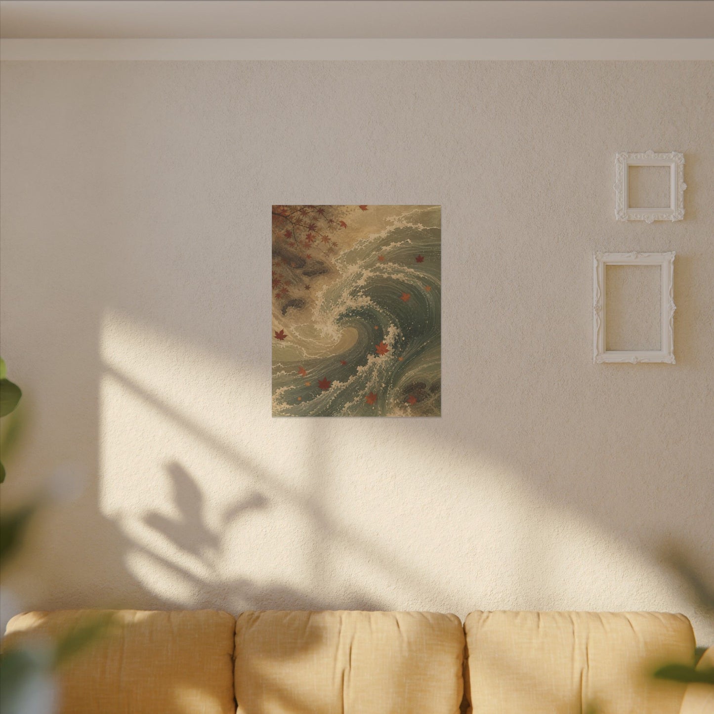 Japandi Ocean Wave in Candlelight | Japanese Pattern Canvas Art