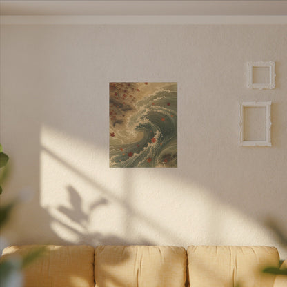 Japandi Ocean Wave in Candlelight | Japanese Pattern Canvas Art