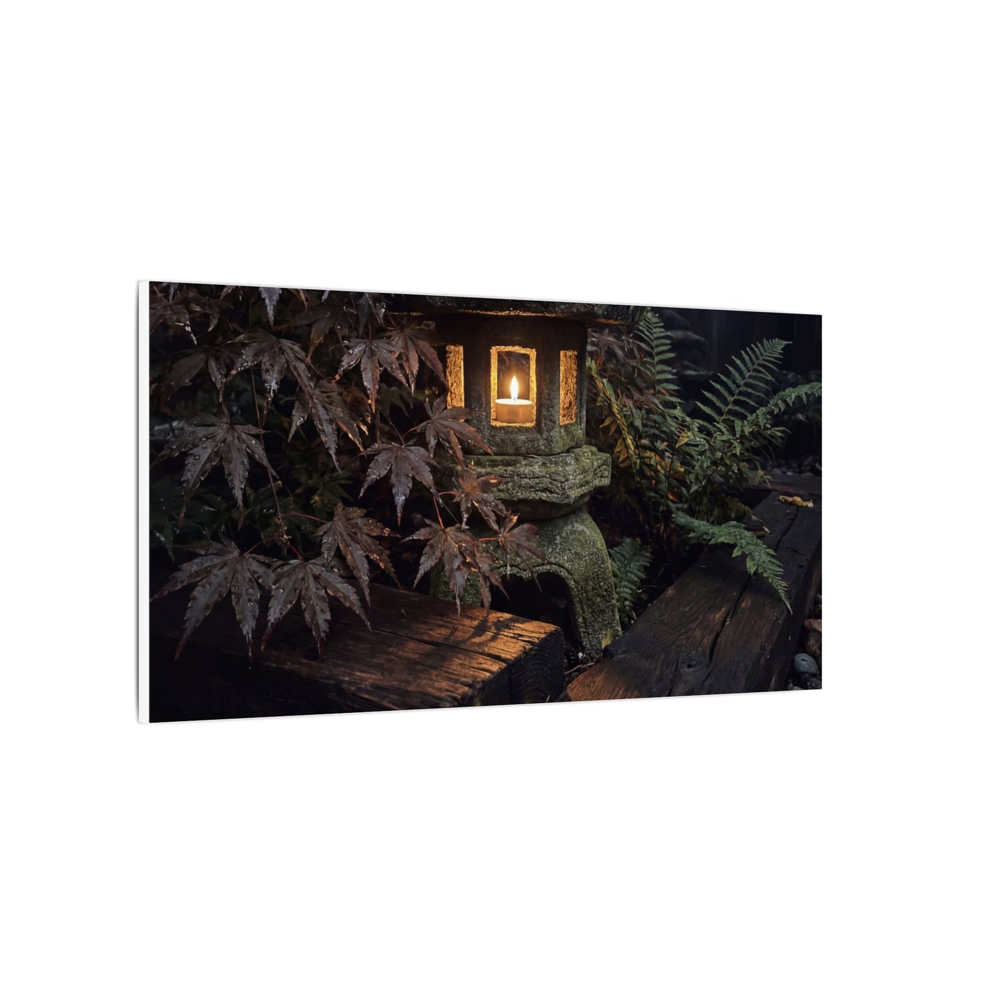 Moody Moonlit Garden Canvas Art - Shadow Zen Dark Japandi
