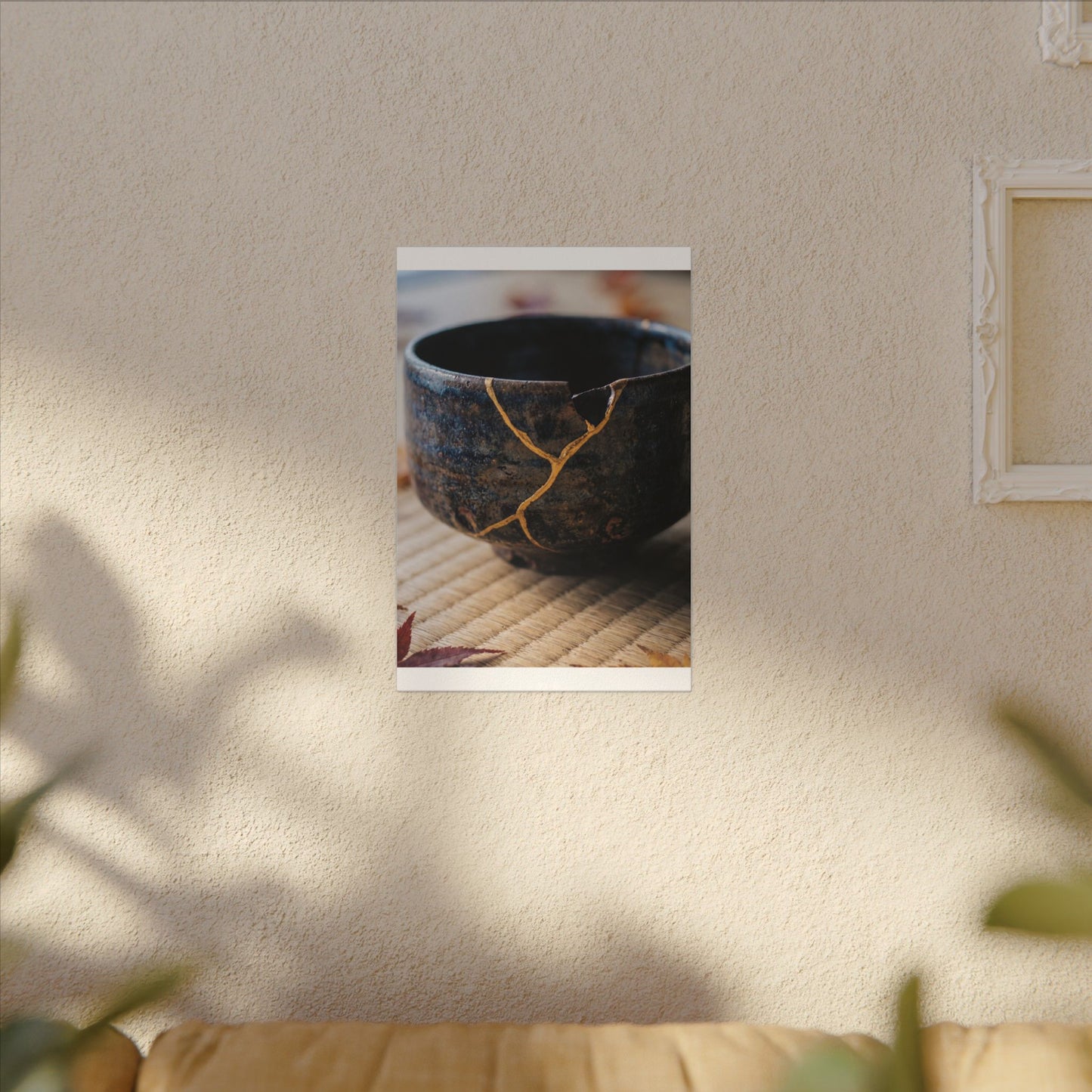 Tea Ceremony Autumn Canvas Art | Kintsugi Healing Design