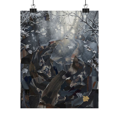 Koi Pond Wall Art Print | Winter Dark Japandi Shadow Zen Art