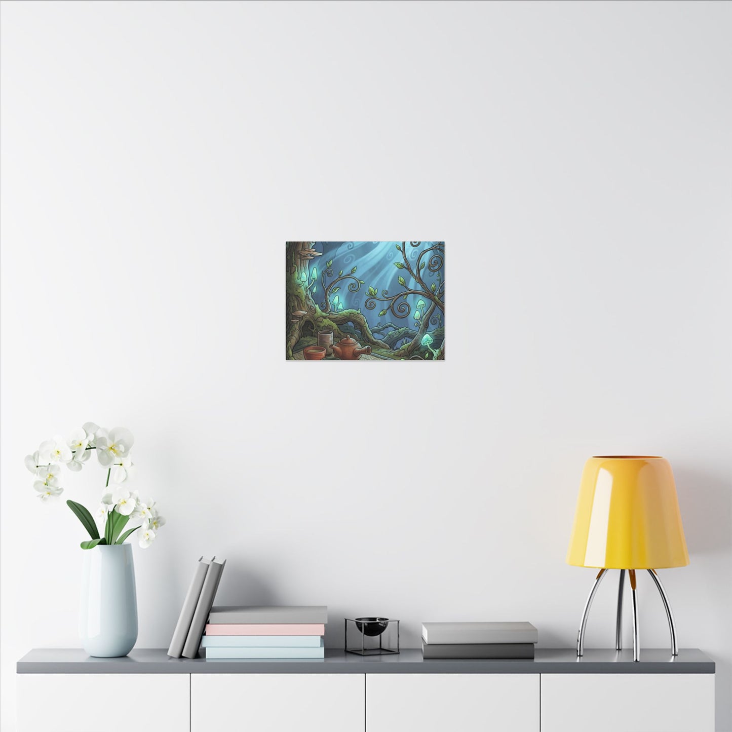 Spring Tea Ceremony Forest Whimsy Canvas Art | Cozy Decor