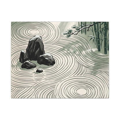 Shibui Rock Garden Canvas Art - Zen Ukiyo E Inspired