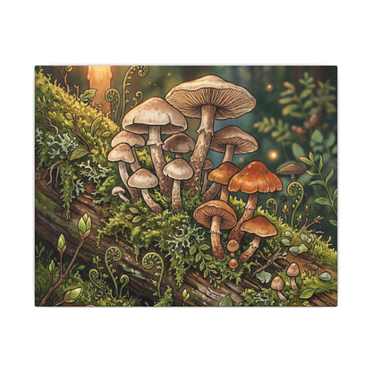 Spring Wild Mushrooms Herbarium Canvas Art | Rustic Decor