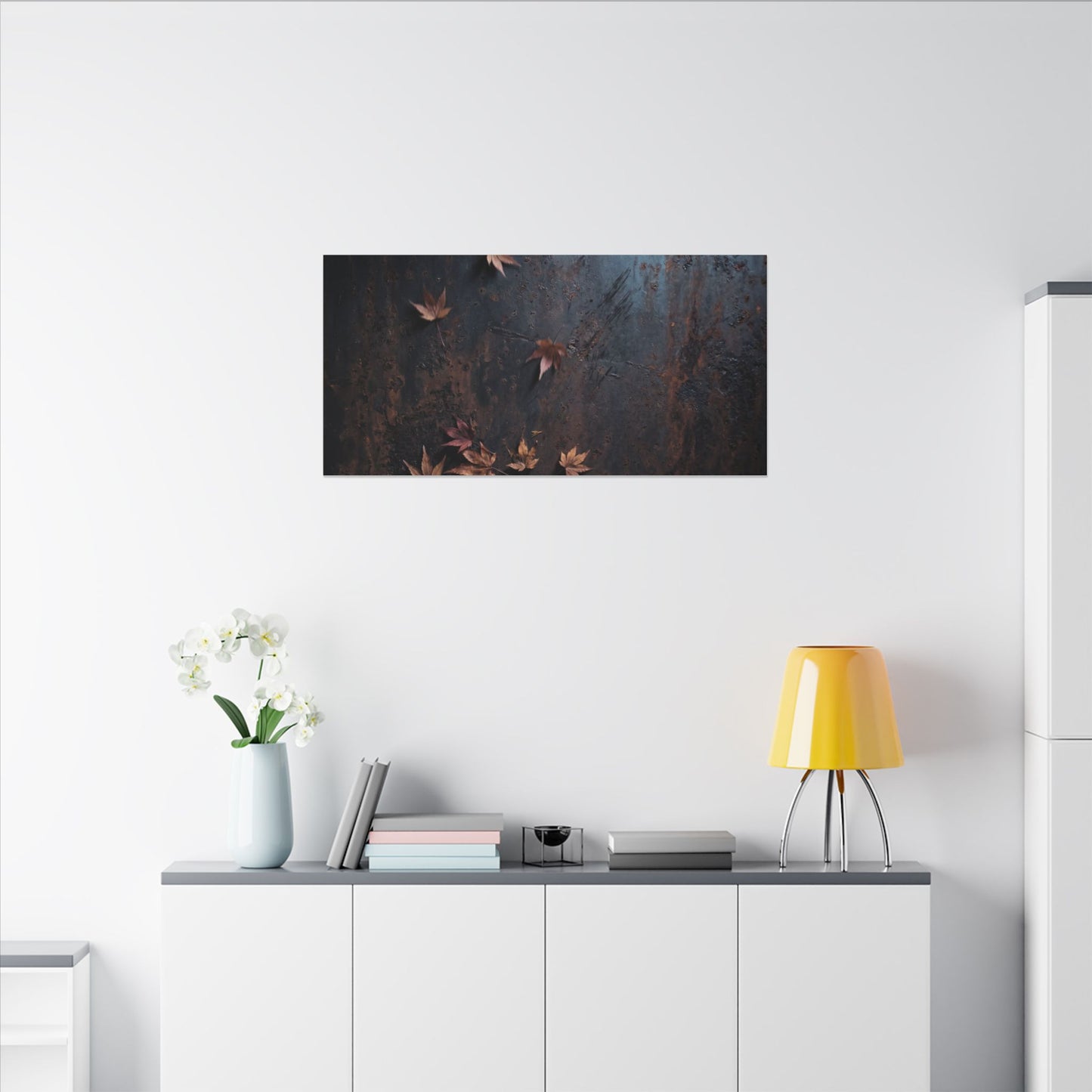 Moonlight Rust Patina Canvas Art - Dark Japandi Mono No Aware