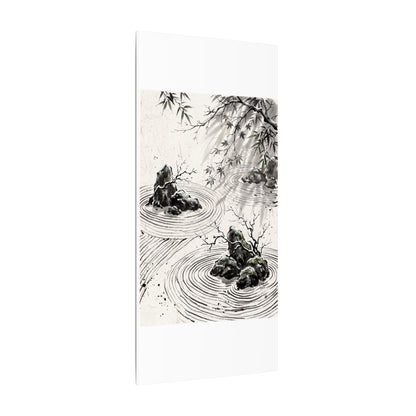 Rock Garden Canvas Art | Winter Zen Sumi E Art