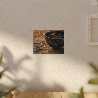 Golden Hour Cracked Earth Canvas Art - Kintsugi Fukinsei