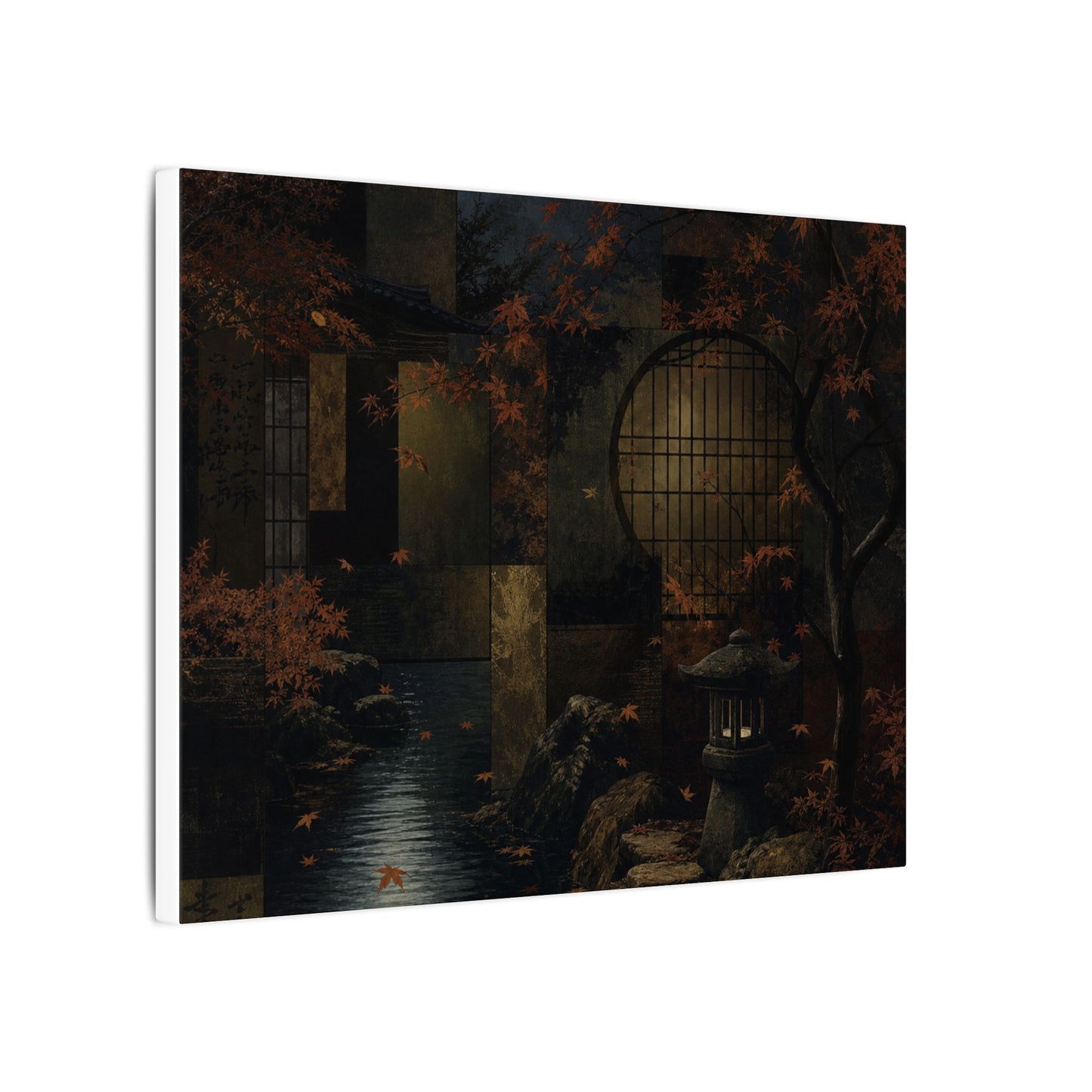 Moonlight Moonlit Garden Canvas Art - Dark Japandi Shibui