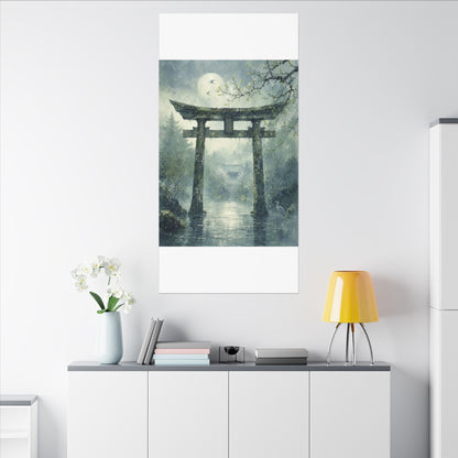 Earthy Torii Gate Canvas Art - Watercolor Japandi