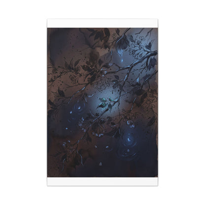 Bold Cherry Blossom Canvas Art - Charcoal Ink Dark Japandi