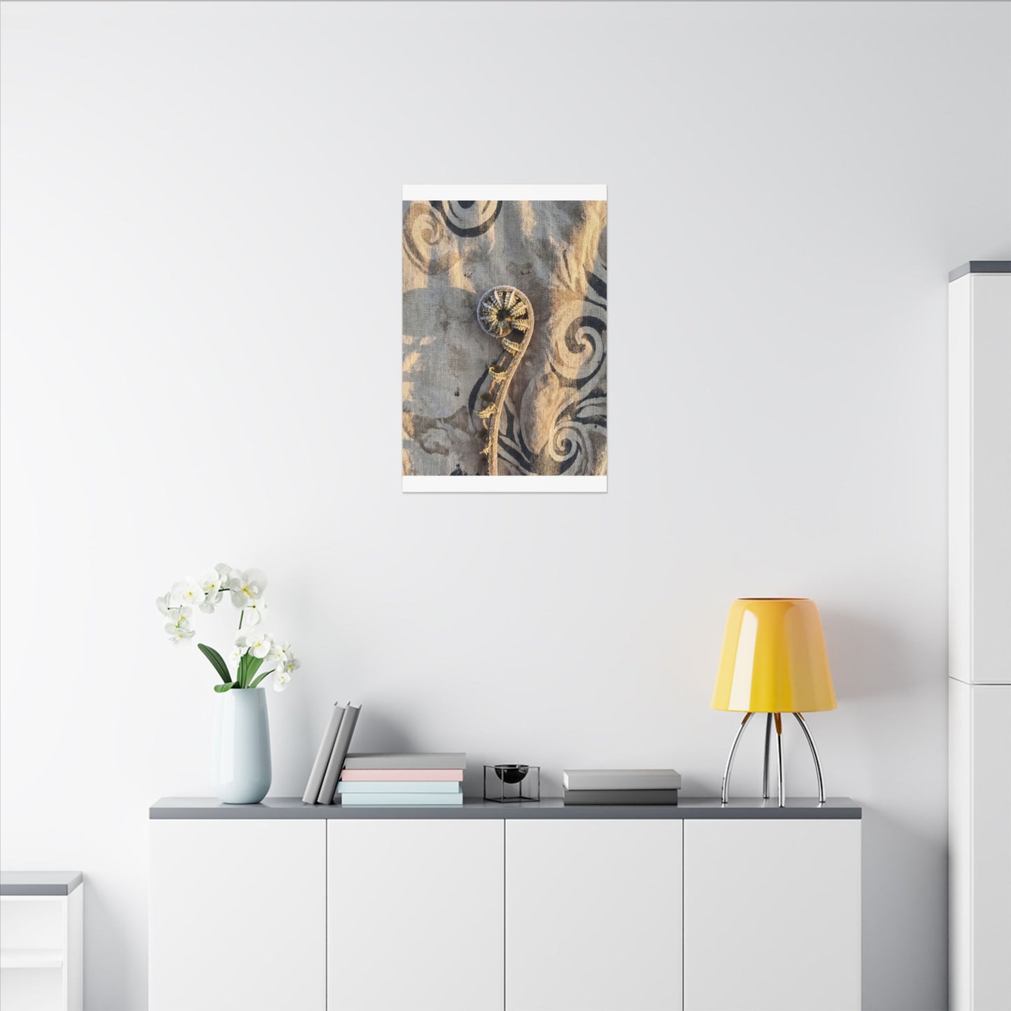 Fern Unfurling Canvas Art | Winter Japandi Japanese Pattern Art