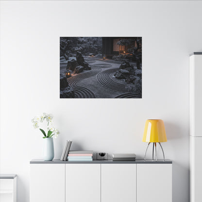 Candlelight Rock Garden Canvas Art - Dark Japandi Fukinsei