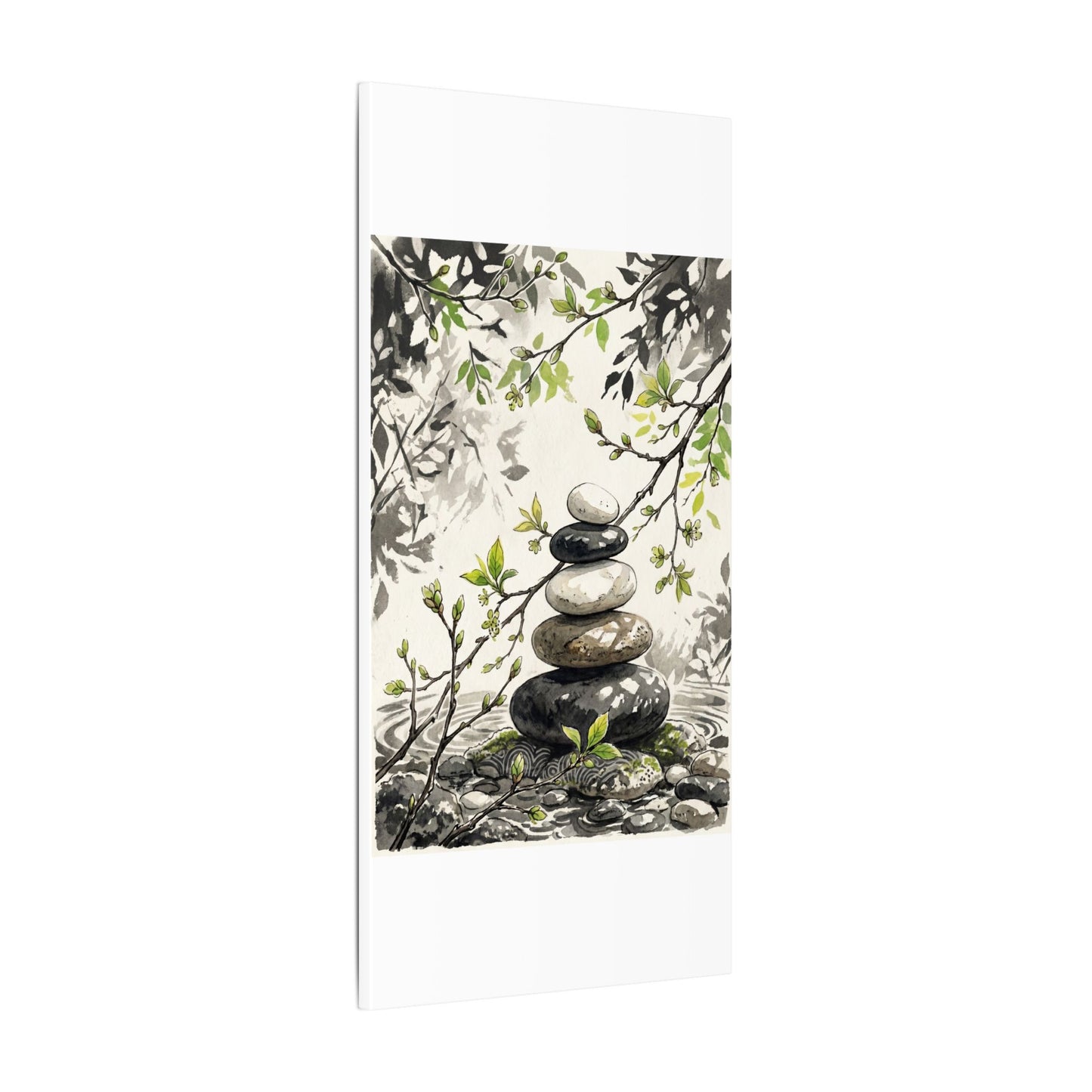 Spring River Stones Japanese Pattern Canvas Art | Elegant Decor