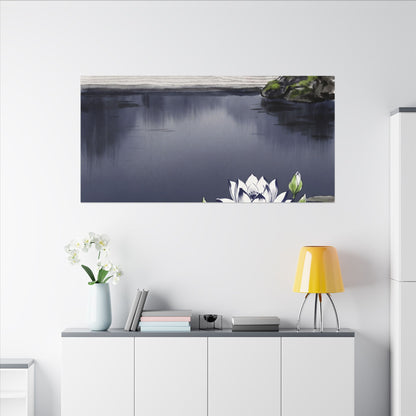 Lotus Flower Karesansui Canvas Art | Tranquil Zen Art