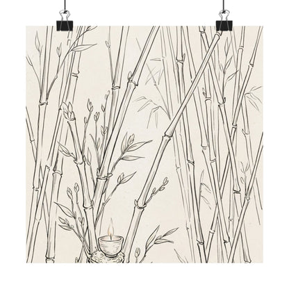 Bamboo Grove Wall Art Print | Spring Japandi Minimal Line Art
