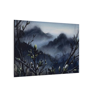 Mountain Mist Spring Canvas Art | Dark Japandi Atmospheric Design