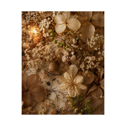 Candlelight Dried Flowers Wall Art Print - Japandi Fukinsei
