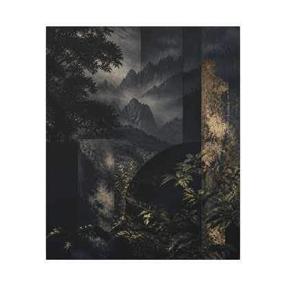 Mountain Mist Summer Canvas Art | Dark Japandi Atmospheric Design