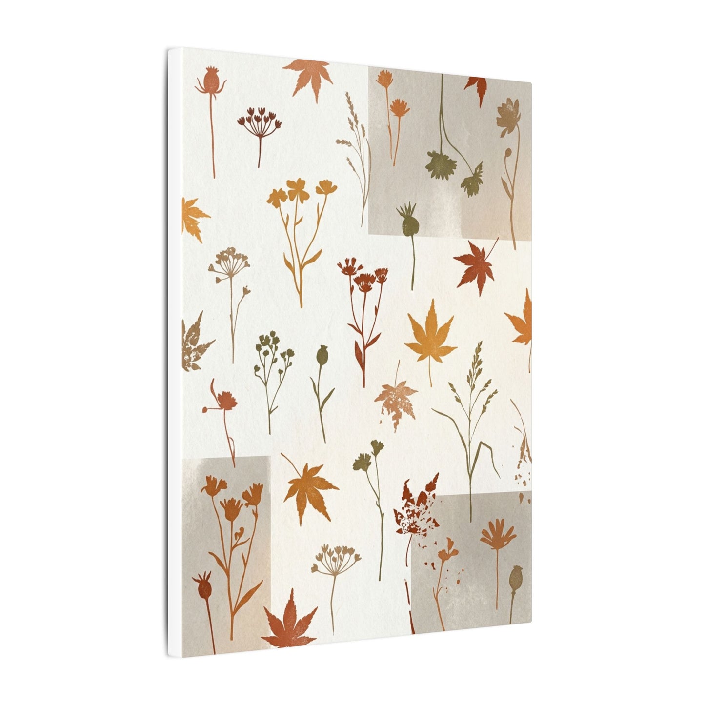 Autumn Dried Flowers Japanese Pattern Canvas Art | Elegant Decor