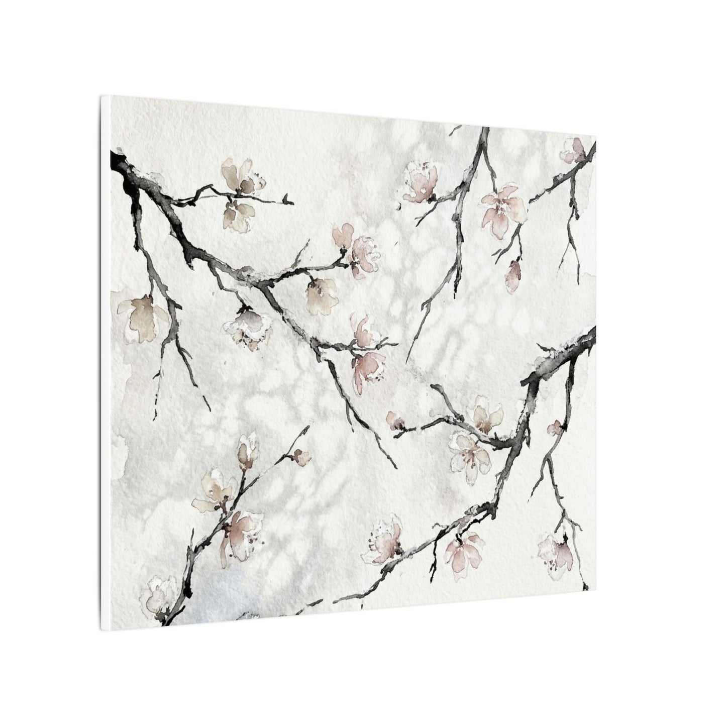 Cherry Blossom Canvas Art | Winter Japandi Watercolor Art