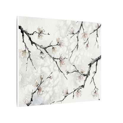 Cherry Blossom Canvas Art | Winter Japandi Watercolor Art