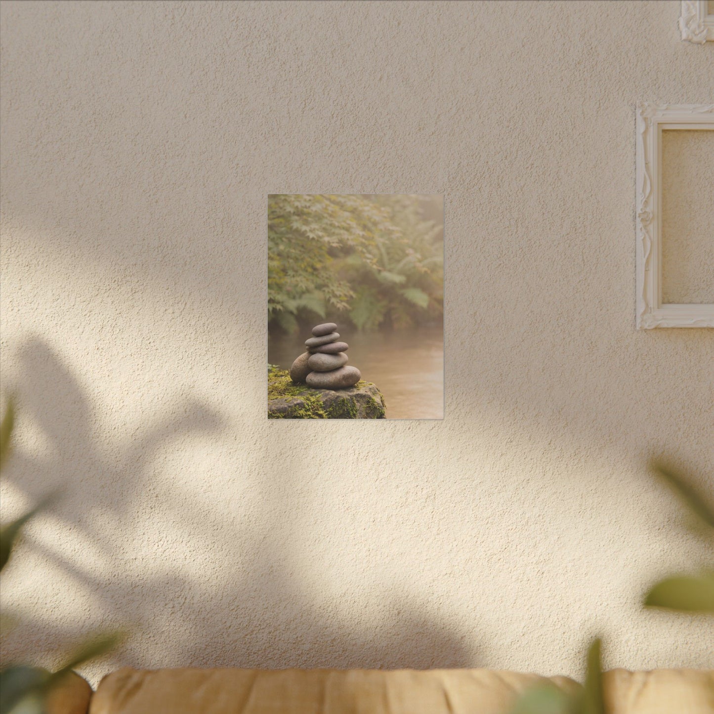 Cozy River Stones Canvas Art - Japanese Pattern Japandi