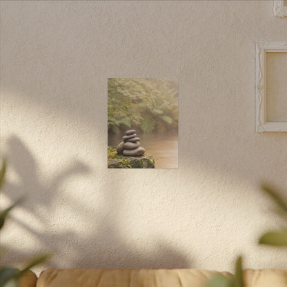 Cozy River Stones Canvas Art - Japanese Pattern Japandi