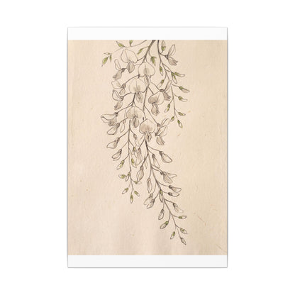 Japandi Wisteria in Golden Hour | Minimal Line Canvas Art
