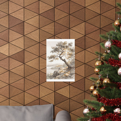 Mono No Aware Pine Tree Wall Art Print - Japandi Watercolor