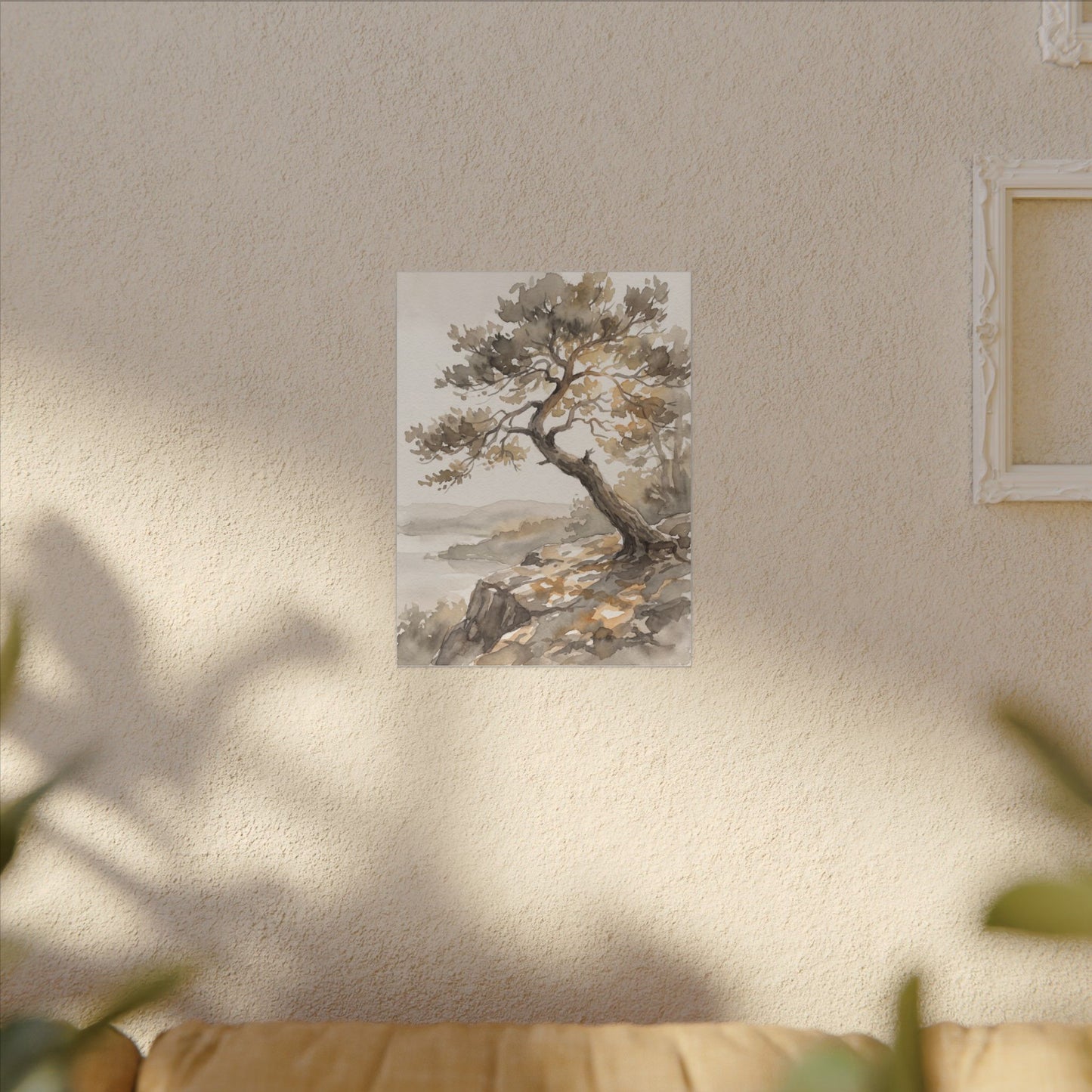 Pine Tree Watercolor Canvas Art | Elegant Japandi Art
