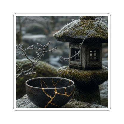 Stone Lantern Winter Sticker | Kintsugi Resilient Design
