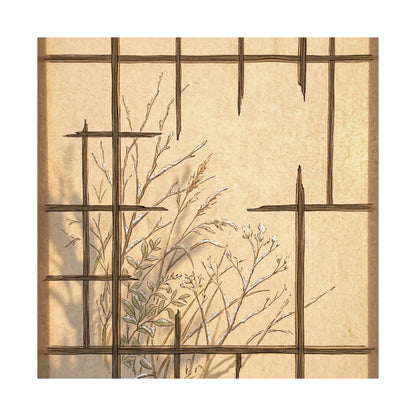 Japandi Shoji Screen in Golden Hour | Minimal Line Wall Art Print