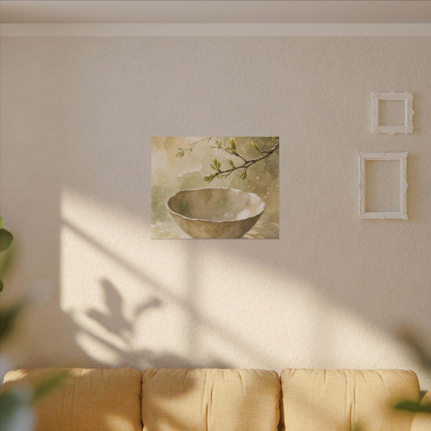 Warm Ceramic Bowl Canvas Art - Watercolor Japandi