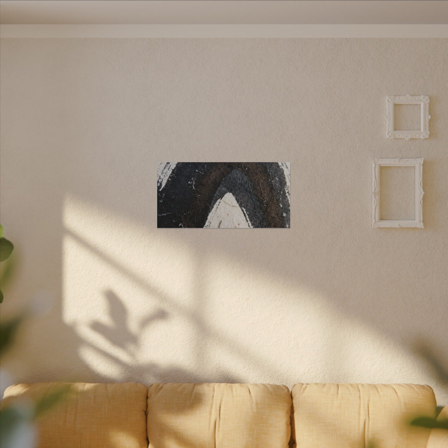 Moody Ink Brushstroke Canvas Art - Moody Minimal Dark Japandi
