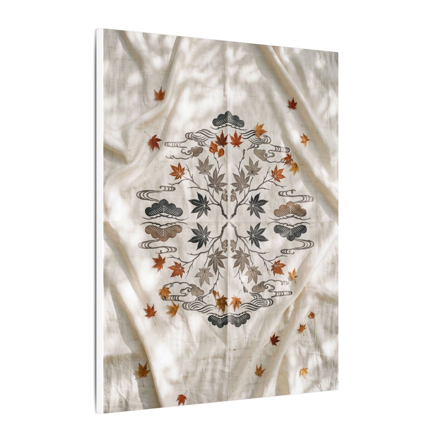 Elegant Silk Drape Canvas Art - Japanese Pattern Japandi