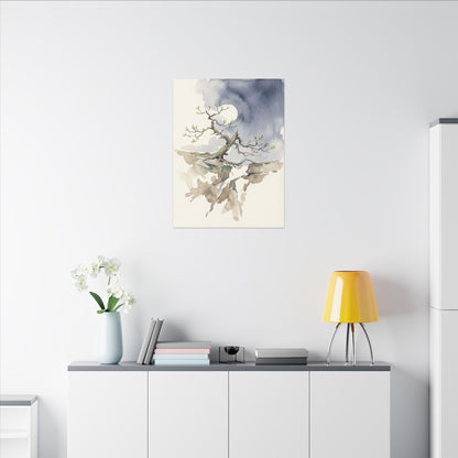 Moonlight Pine Tree Canvas Art - Japandi Ma