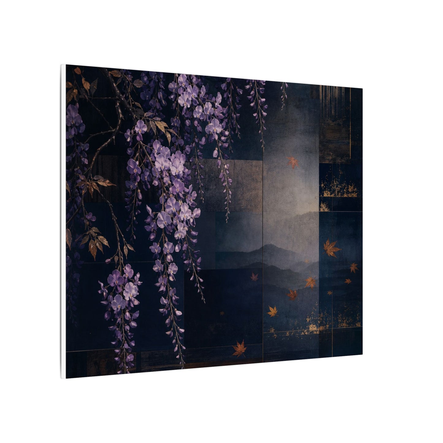 Dawn Wisteria Canvas Art - Dark Japandi Fukinsei