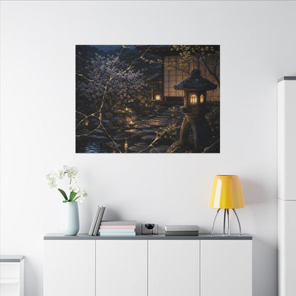 Seijaku Moonlit Garden Canvas Art - Kintsugi Gold Vein