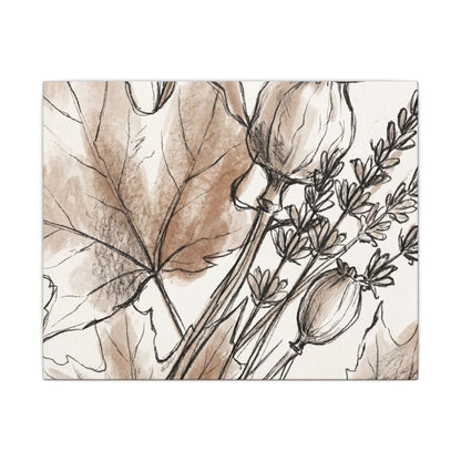 Neutral Dried Flowers Canvas Art - Minimal Line Japandi