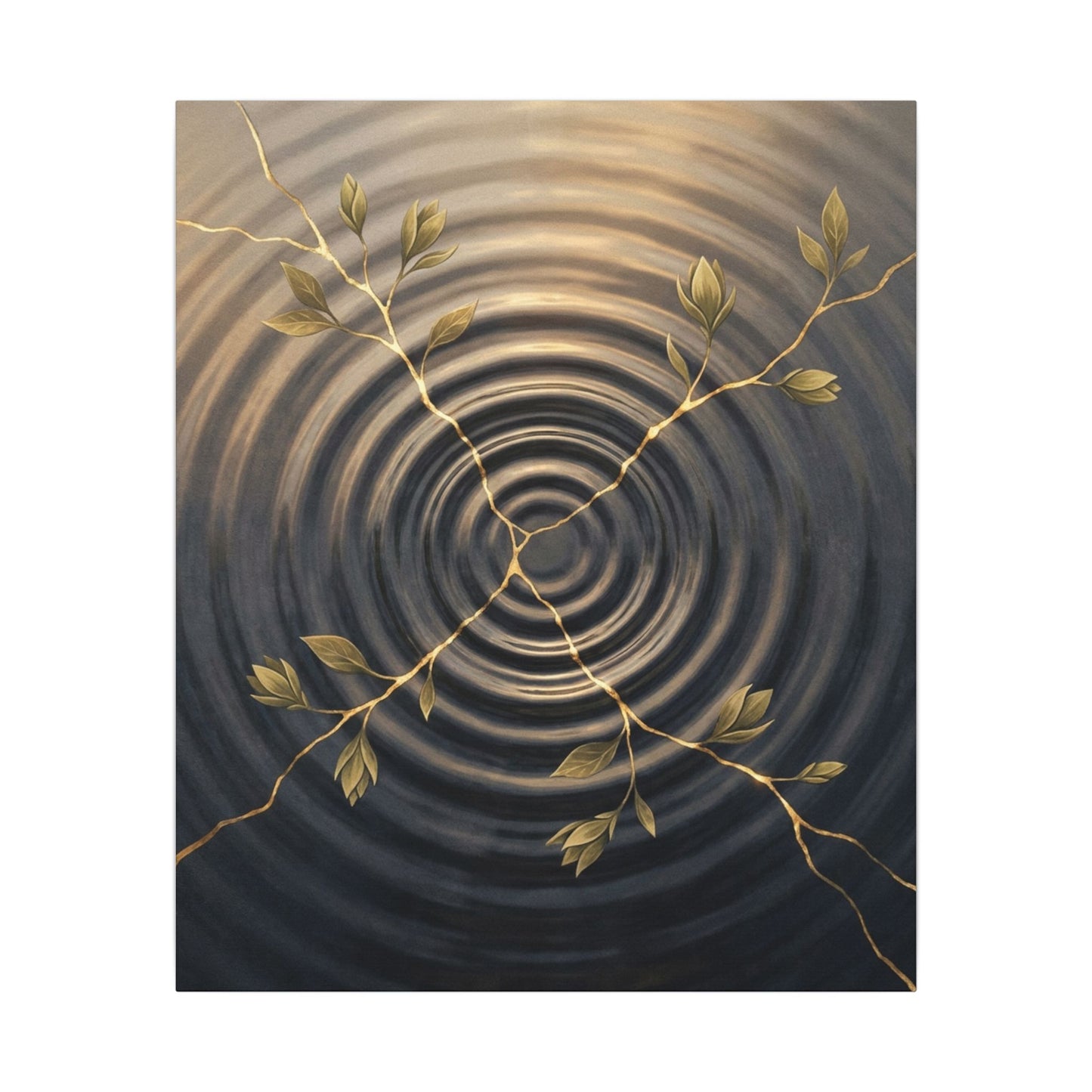 Kanso Water Ripple Canvas Art - Kintsugi Gold Vein