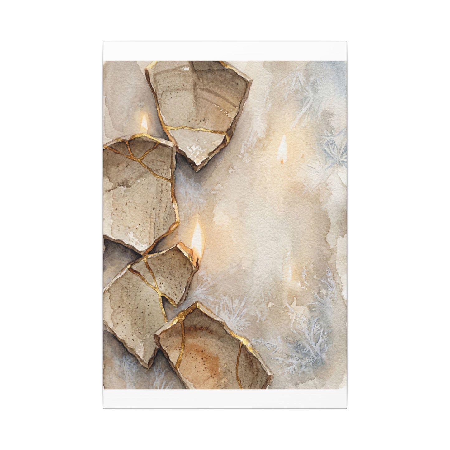 Broken Pottery Winter Canvas Art | Japandi Warm Design