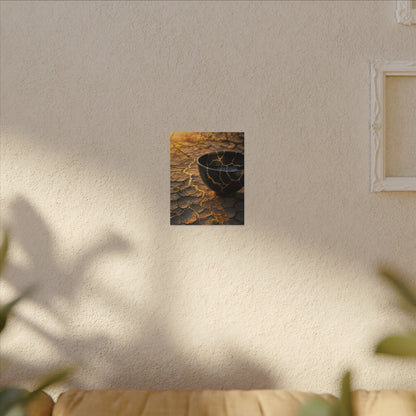 Golden Hour Cracked Earth Canvas Art - Kintsugi Fukinsei