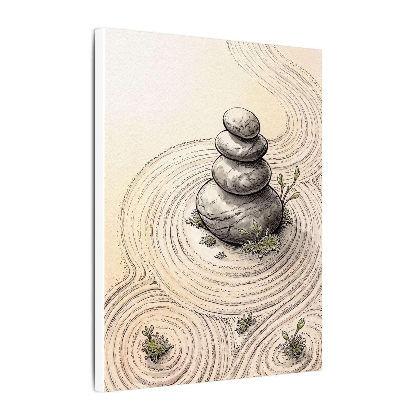 River Stones Karesansui Canvas Art | Tranquil Zen Art