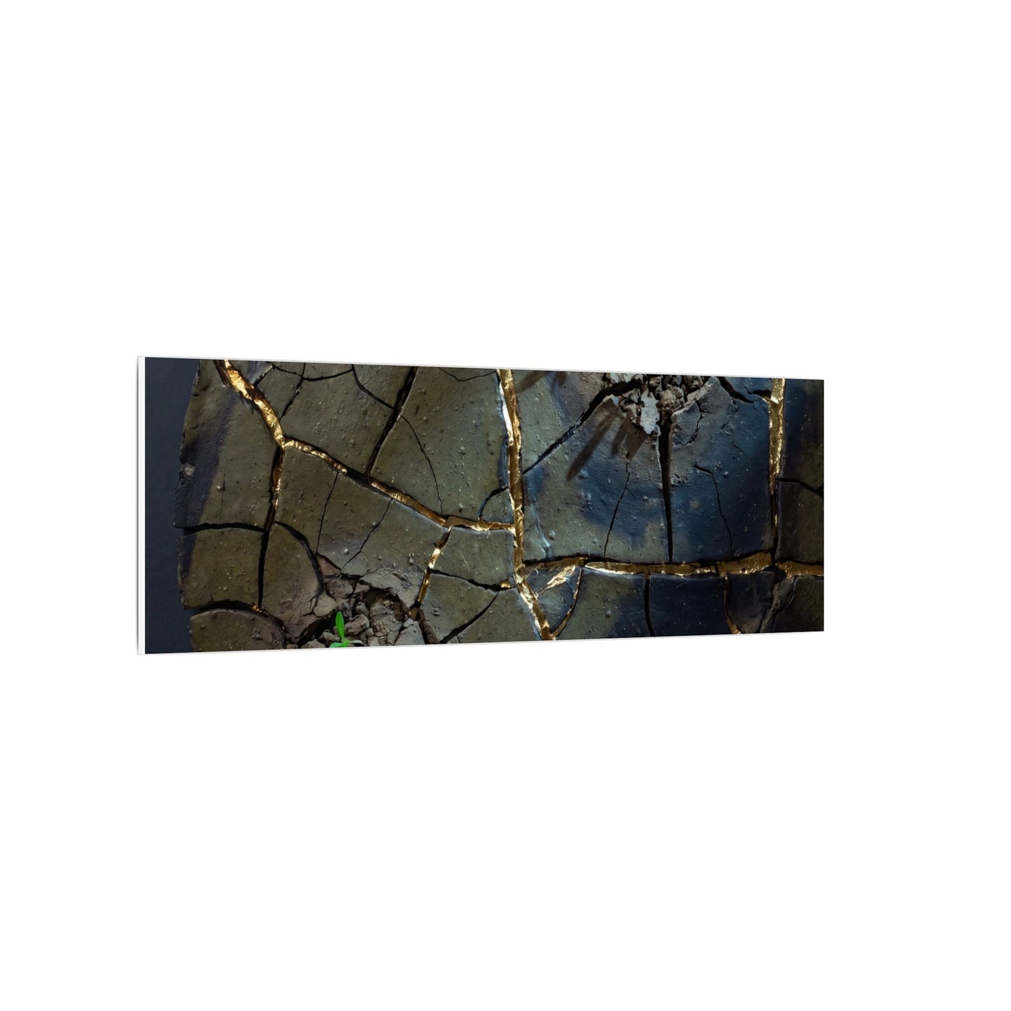 Dark Japandi Cracked Earth in Moonlight | Moody Minimal Canvas Art