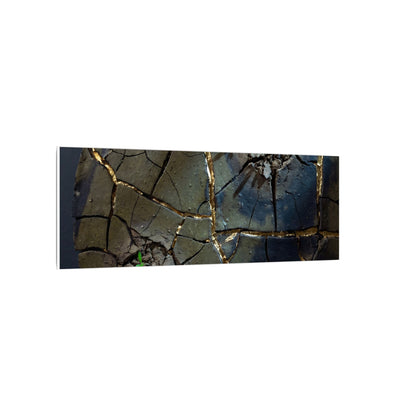 Dark Japandi Cracked Earth in Moonlight | Moody Minimal Canvas Art