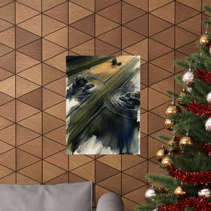 Golden Hour Rock Garden Wall Art Print - Dark Japandi Ma